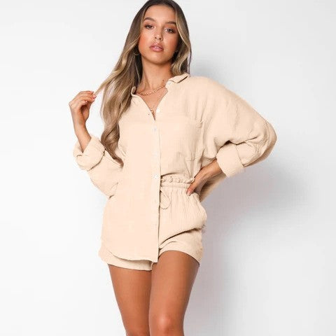 Pure Bliss Long Sleeve Shorts Set