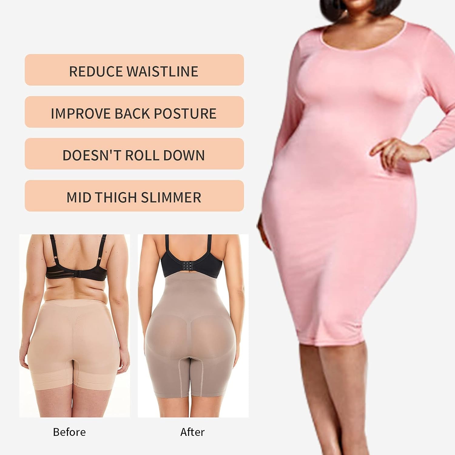 Shapewear Women Tummy Control High Waist Body Shaper Seamless Smoothing Thigh Slimmer Shorts Girdles