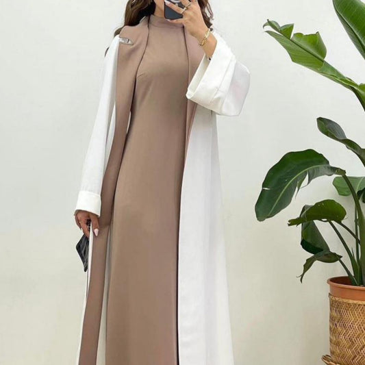 Colorblock Long Cardigan Trench Coat