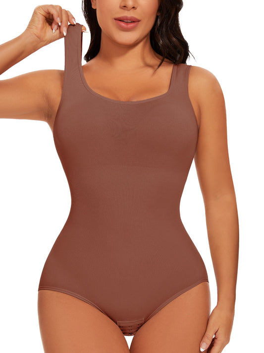 Womens' Waist Trainer Seamless Square Neck Tummy Control Shapewear Bodysuit