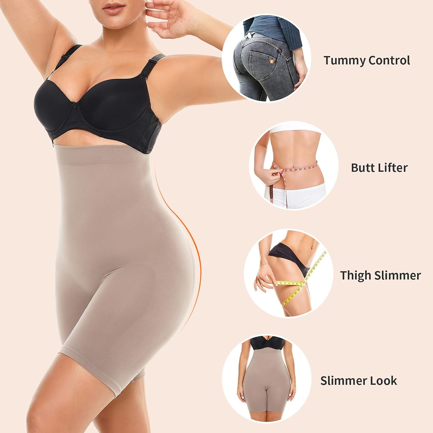 Shapewear Women Tummy Control High Waist Body Shaper Seamless Smoothing Thigh Slimmer Shorts Girdles