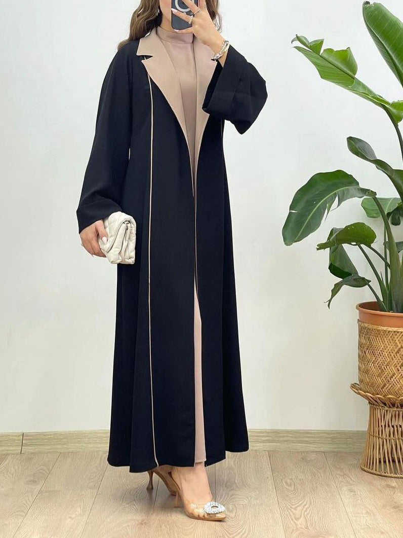 Colorblock Long Cardigan Trench Coat