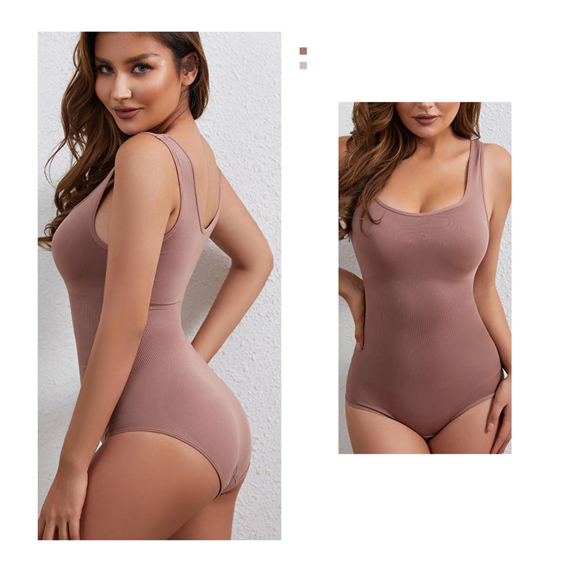 Womens' Waist Trainer Seamless Square Neck Tummy Control Shapewear Bodysuit